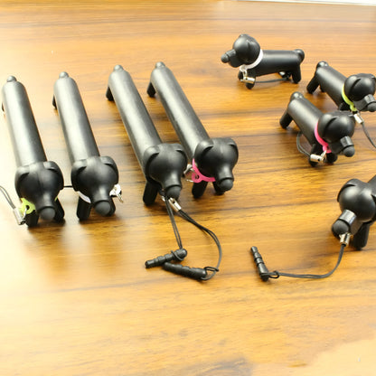 Black dog-shaped touch screen stylus with conductive body and phone stand function