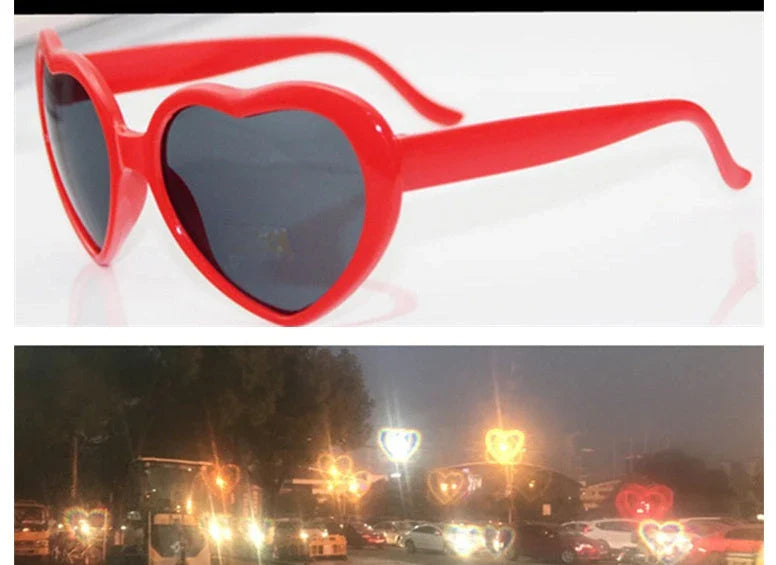 Fashionable heart-shaped light-up glasses with a built-in LED lighting system, perfect for adding a touch of love and playfulness to any occasion.