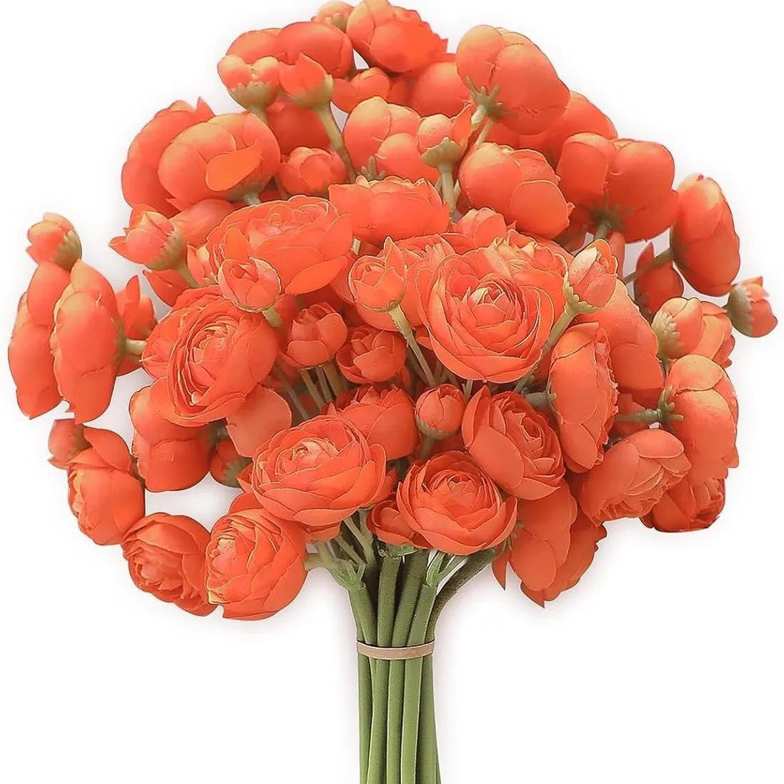 Six simulation silk mini bridal bouquets with white and pink flower heads for wedding or home decoration