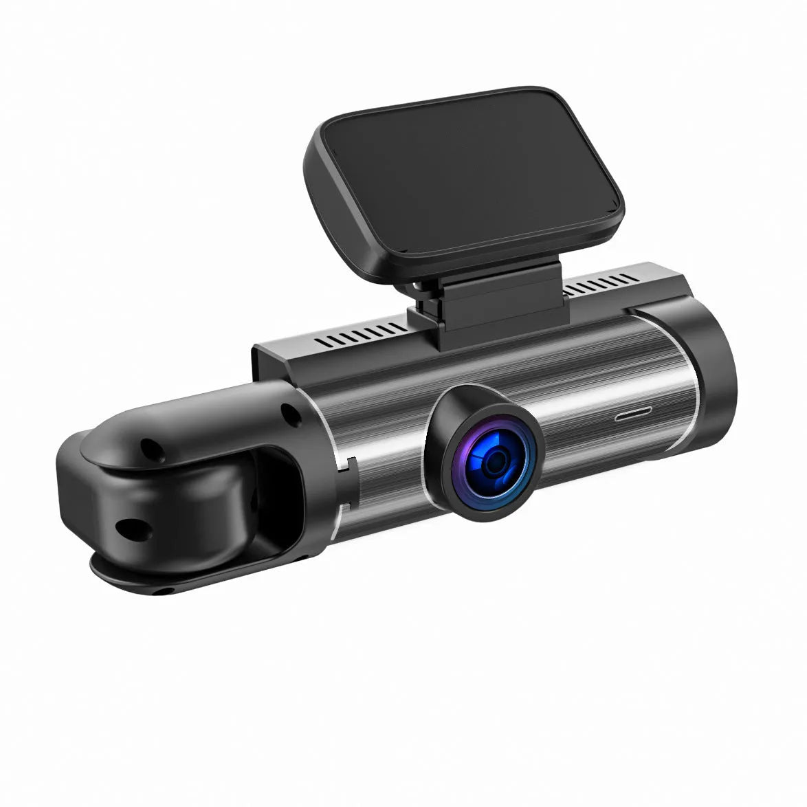 Dual-lens HD driving recorder with 3.5-inch LCD screen mounted on a car dashboard.