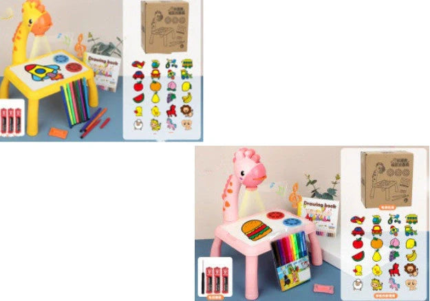 Children's magnetic drawing board with music and projection features in blue and pink
