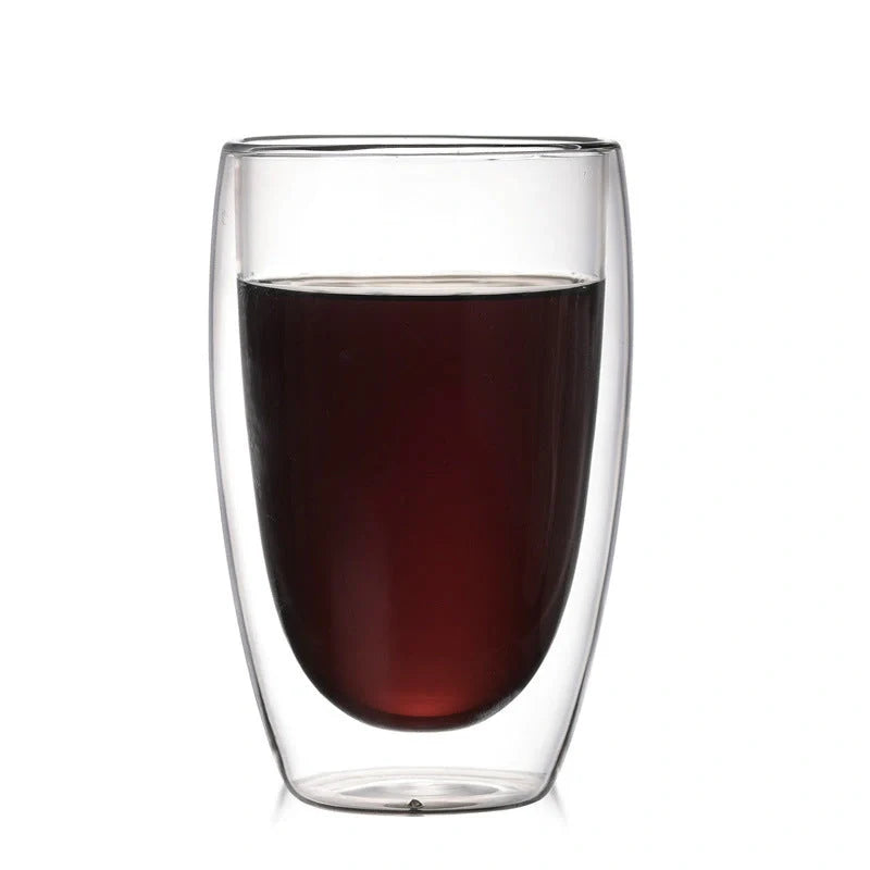 Egg-shaped double-layer insulated glass cup for water, beer, and coffee