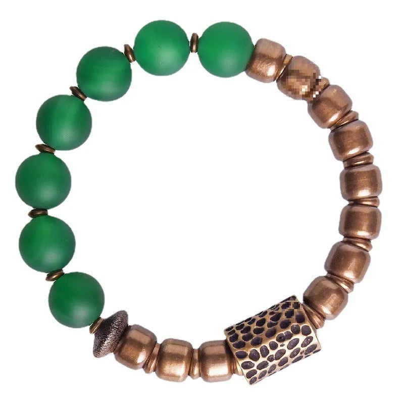 Natural agate couples bracelet with retro ethnic style in green and red colour options