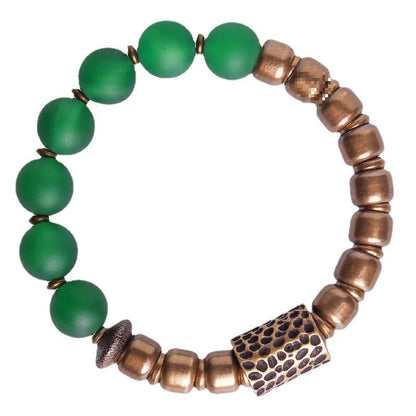 Natural agate couples bracelet with retro ethnic style in green and red colour options