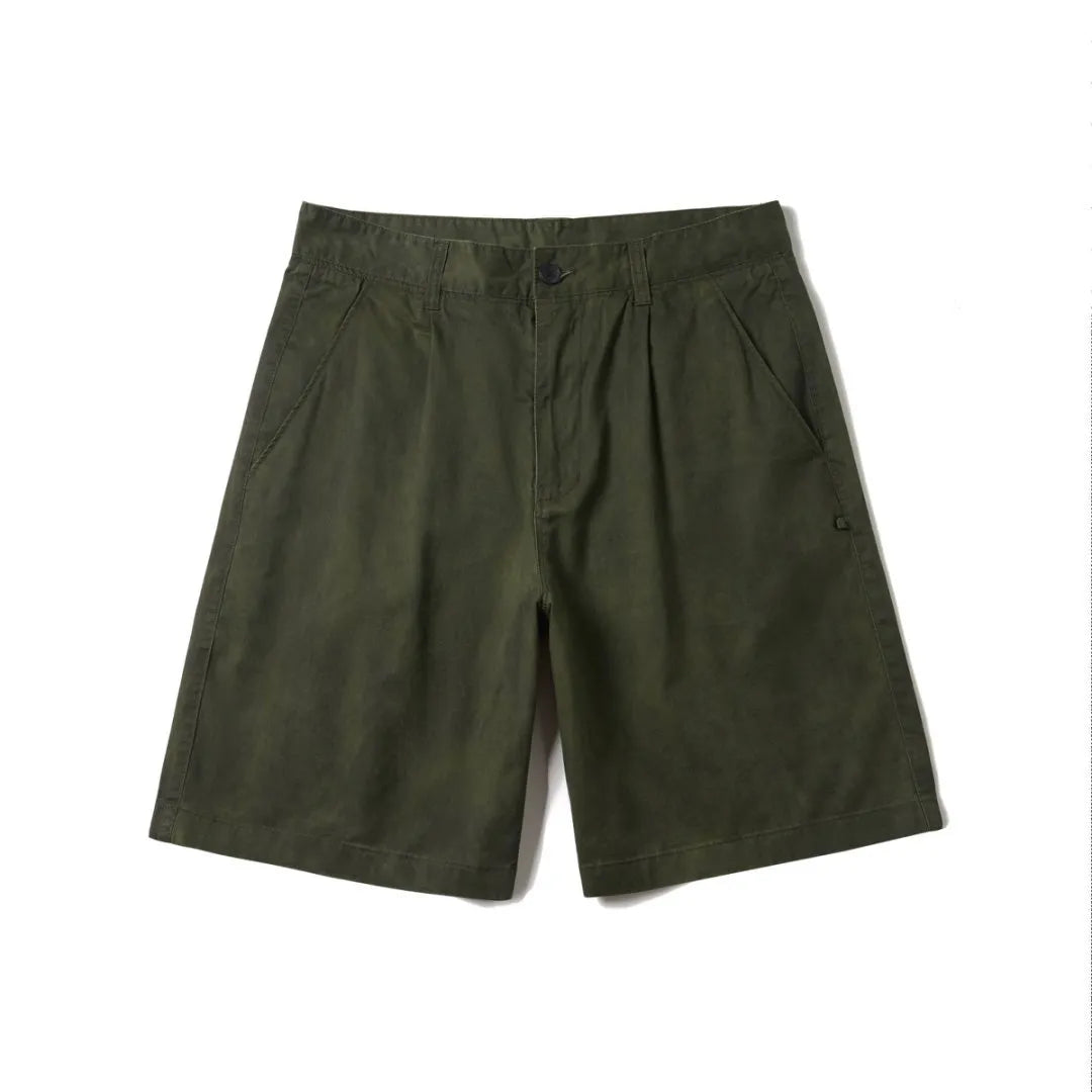 Men's casual shorts in cotton-spandex blend, straight loose fit, mid waist, button fly, available in green grey camo sizes S-3XL
