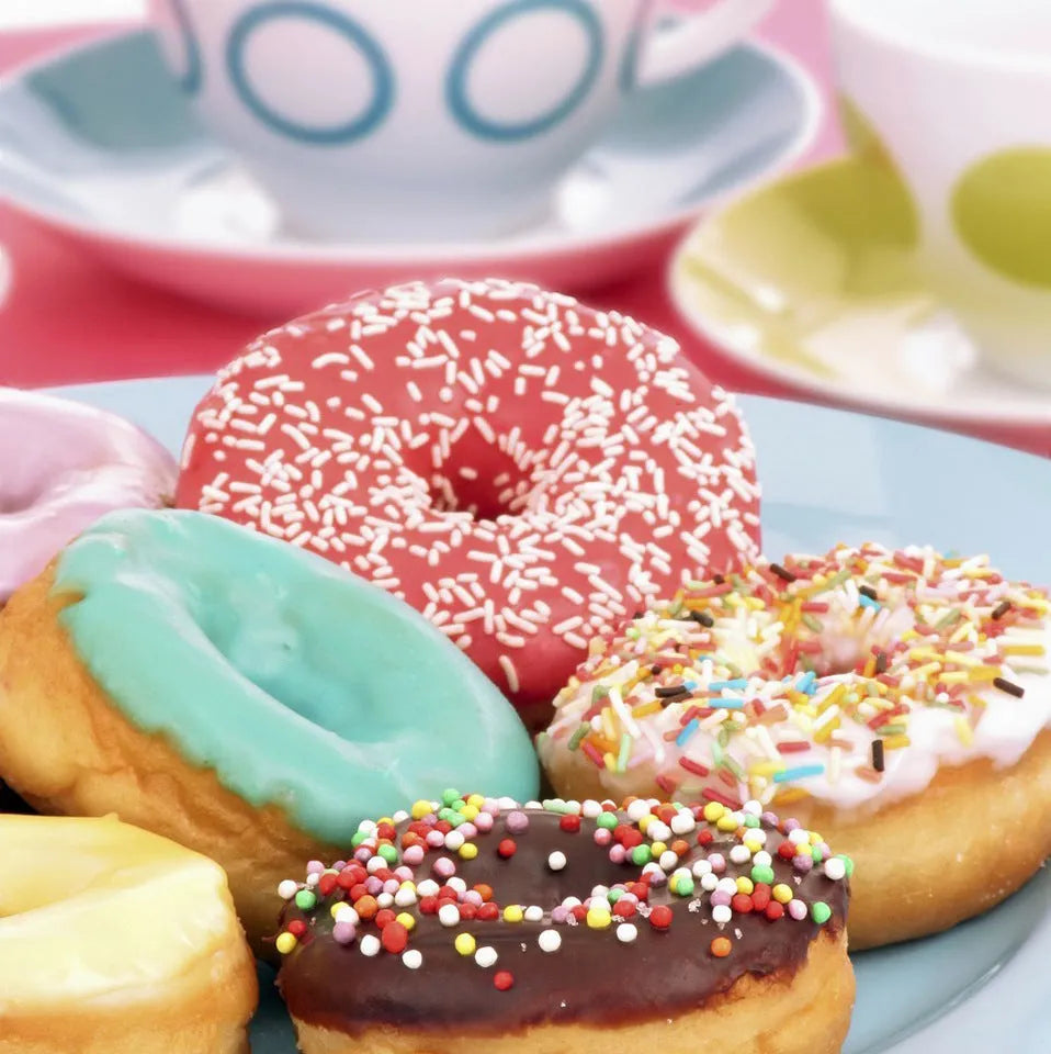 White donut maker machine with 23cm baking pan for homemade doughnuts and cakes