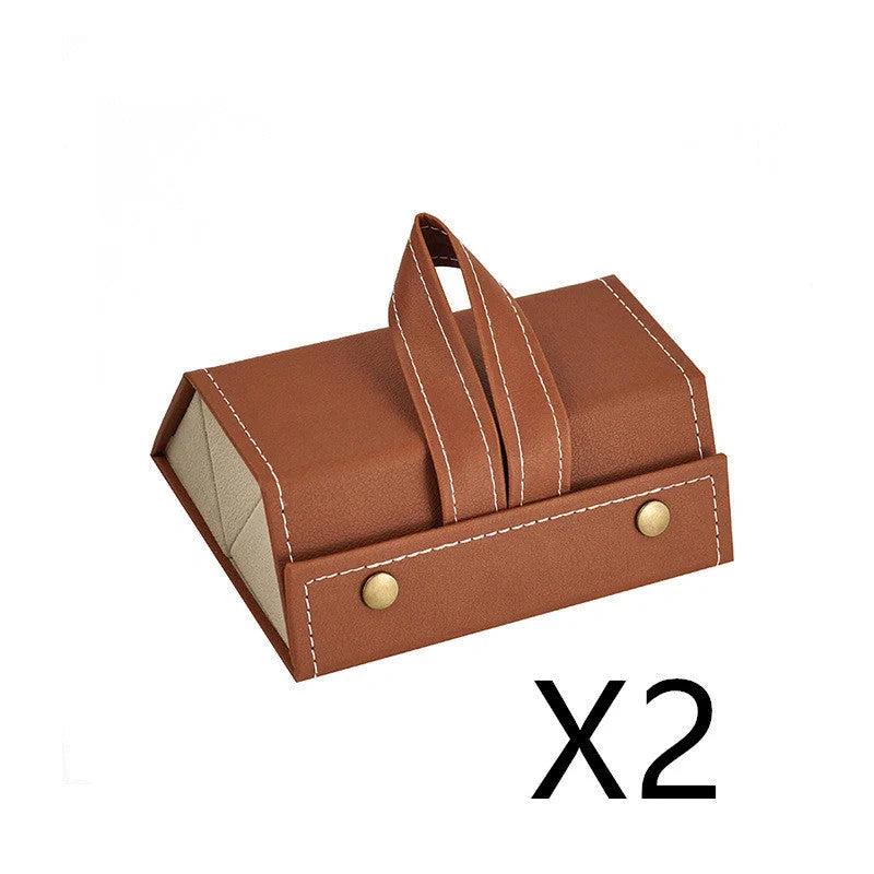 Foldable PU leather sunglasses and eyeglasses travel organiser case in black and brown