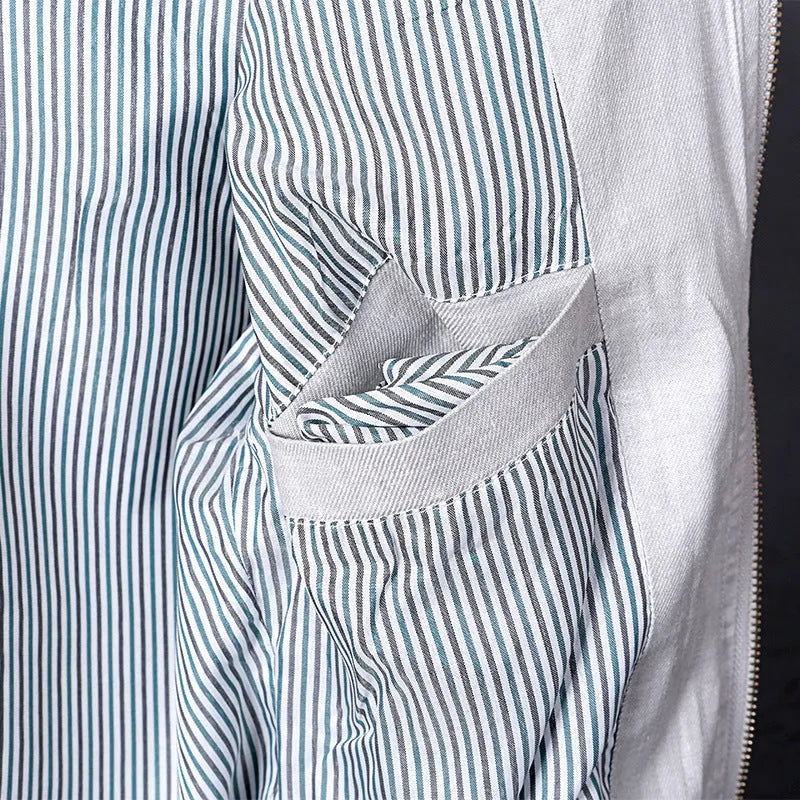 Men's thin linen jacket in cotton, shown in blue, grey, or green, available in sizes M to 6XL.