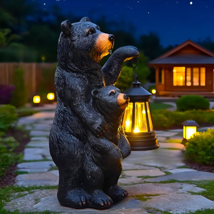Resin bear lantern ornament in Black Bear or Grizzly Bear Mother and Child design, 1.2V, single pack
