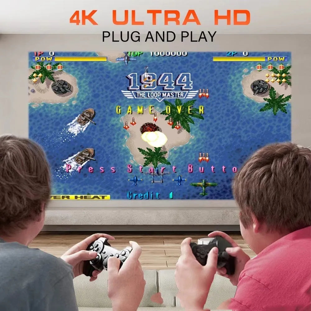 Handheld wireless HD game projector showing 720p resolution for home use.