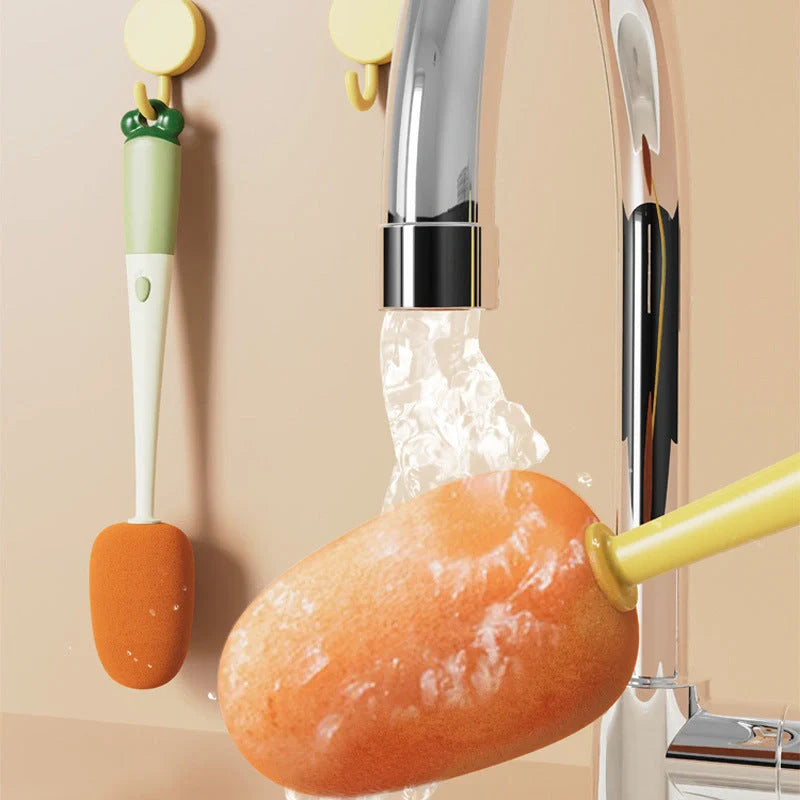 3-in-1 multifunctional cleaning brush set with carrot design for cups and bottles