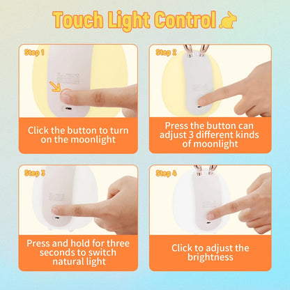 Adjustable silicone baby night light with touch control in adorable deer and rabbit designs