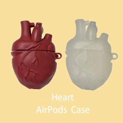 3D Heart Style Silicone Case for AirPods Pro and 3rd Generation in wine red and ivory white