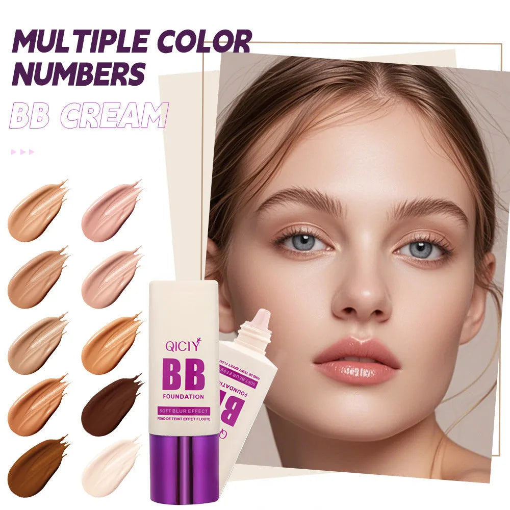 BB cream liquid foundation concealer bottle in one of 10 available shades with brightening properties