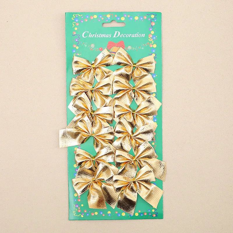 5 cm polyester Christmas decoration bow in gold, red, silver, and red gold colour options