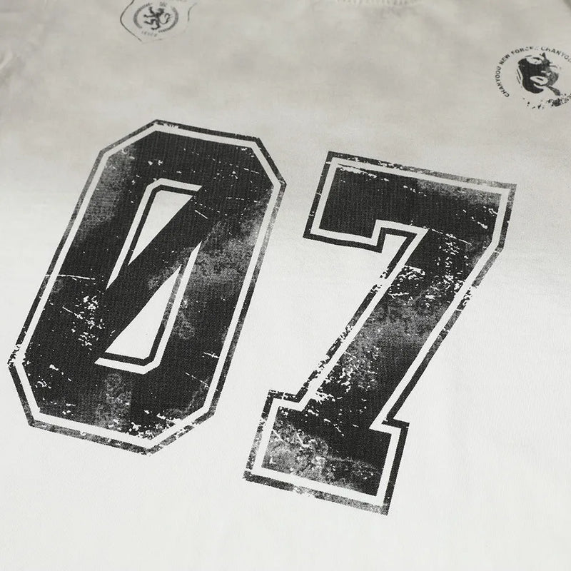 Men's printed short-sleeved T-shirt in 100% pure cotton with size options S M L XL available in classic black or white colour for casual everyday upperwear with Asian sizing guidance