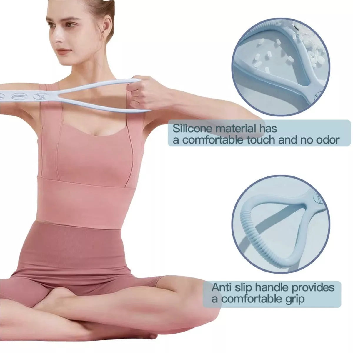 8-character Puller Silicone Yoga Mini Band Kit with Light, Medium, and Heavy resistance bands