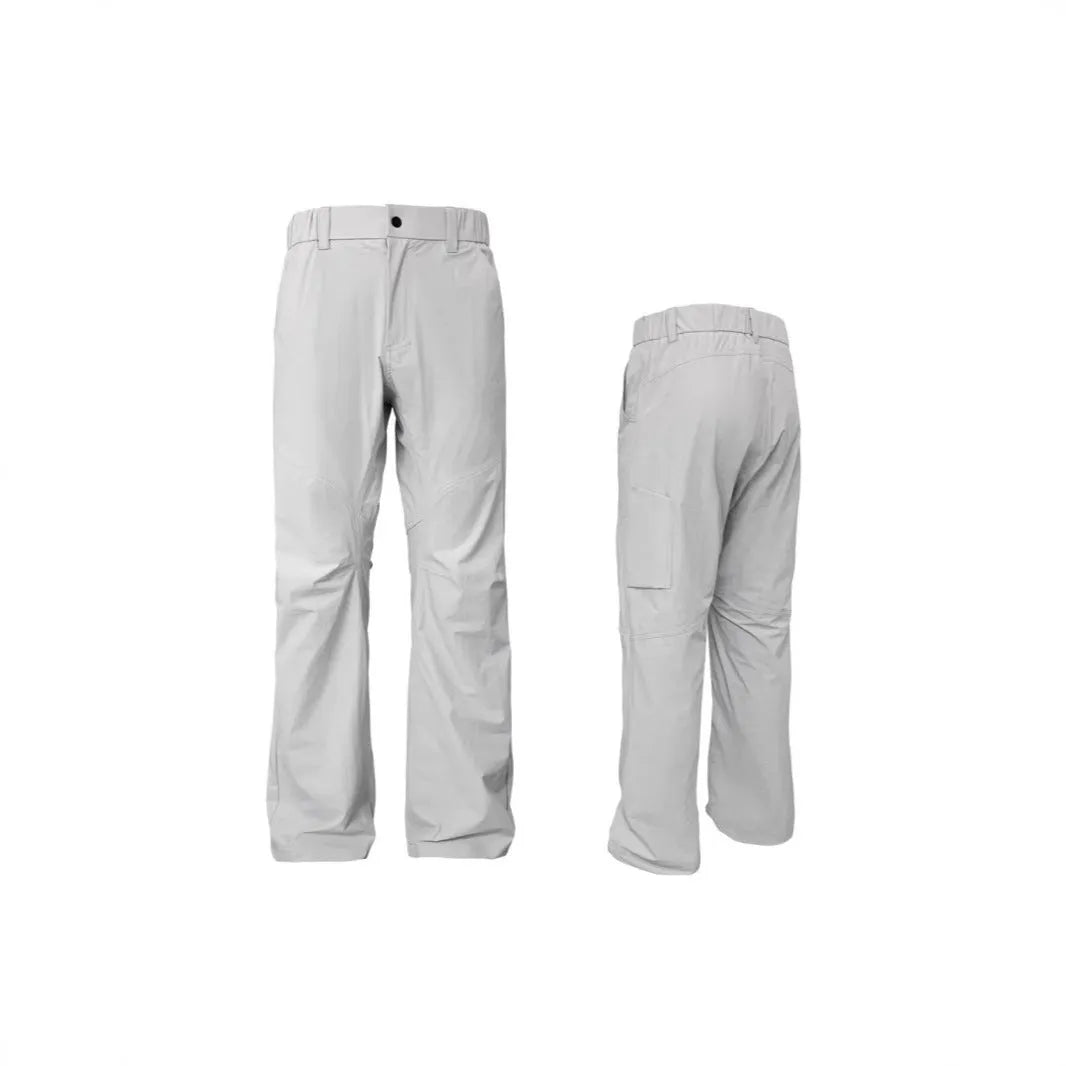 Men's straight leg casual trousers in army green with a mid waist and elasticated back.