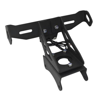 Black aluminium alloy licence plate bracket for Honda motorcycles with laser-cut construction