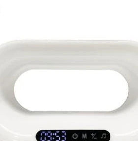 Multifunctional wireless charging desk lamp with dimmable RGB LED lighting, alarm clock, and fast wireless charging pad