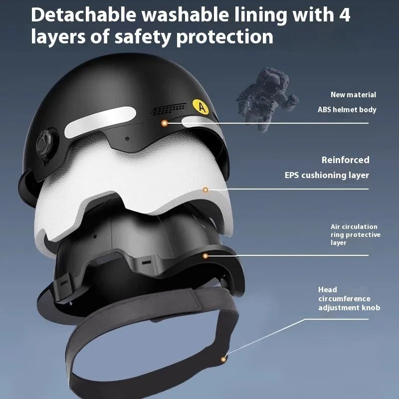 3C certified electric battery motorcycle helmet with sun protection feature in polypropylene construction