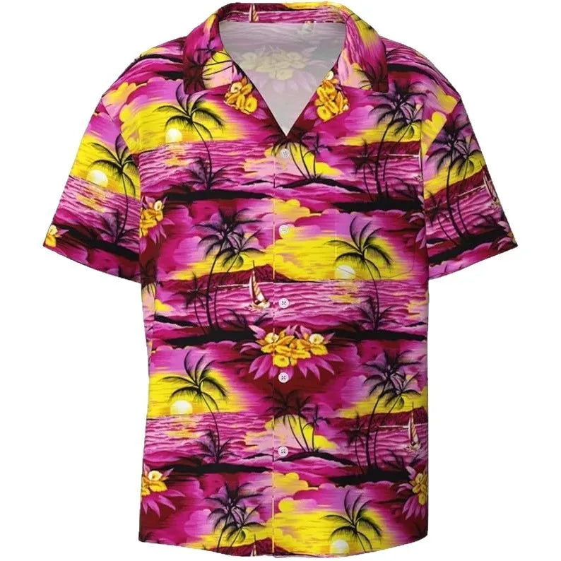 Men's slim fit short sleeve casual shirt with cardigan style and camouflage pattern