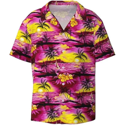 Men's slim fit short sleeve casual shirt with cardigan style and camouflage pattern