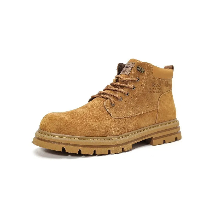 Men's retro British style shoes with pigskin lining and rubber sole, yellow or brown, sizes 39-49
