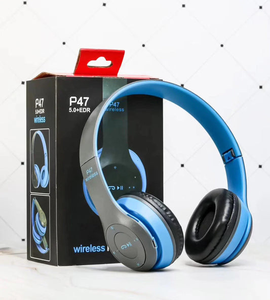 Wireless Bluetooth headphones with foldable design and 40mm drivers for immersive stereo audio