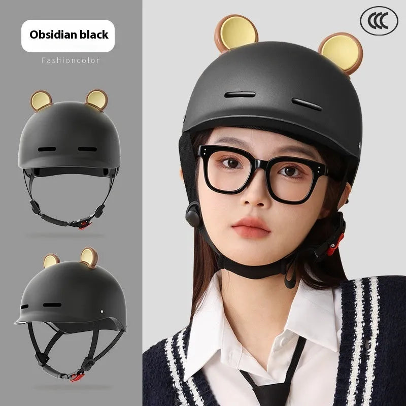 3C certification electric bicycle helmet in ABS plastic available in seven colour options including mocha and cherry pink