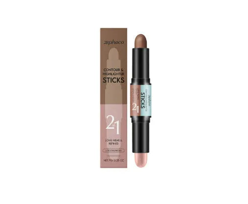 Dual-ended 2-in-1 brow highlighter and repair pen in natural light brown.