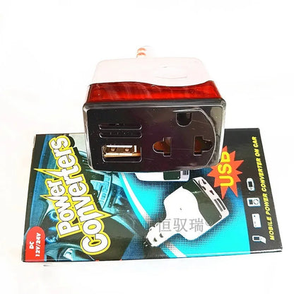 Car cigarette lighter power transformer with USB port for device charging