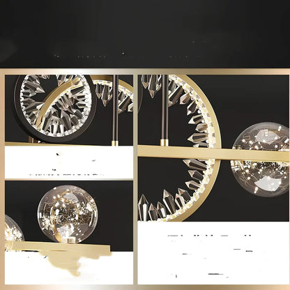 Modern glass chandelier with remote control and adjustable height setting for living room lighting