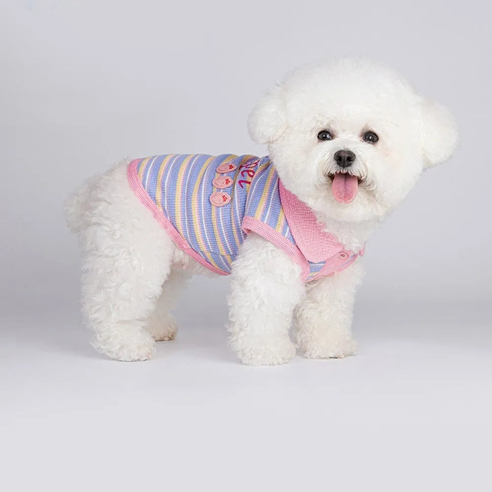 Pink purple autumn vest for small dogs with seven size options based on weight