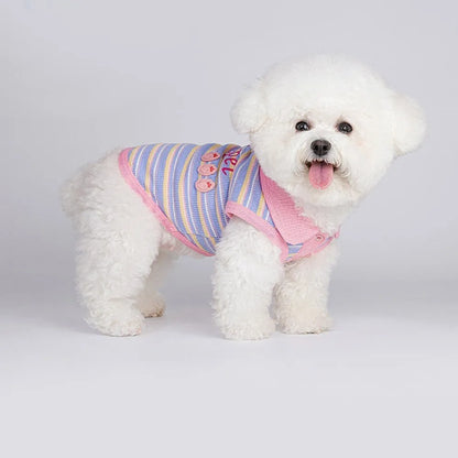 Pink purple autumn vest for small dogs with seven size options based on weight