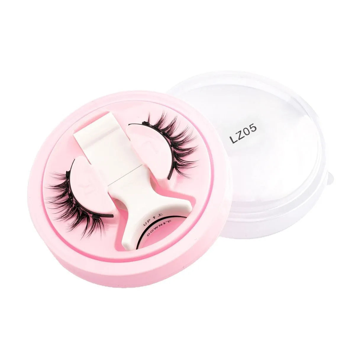 Set of reusable waterproof false eyelashes with natural thick design, glue-free.