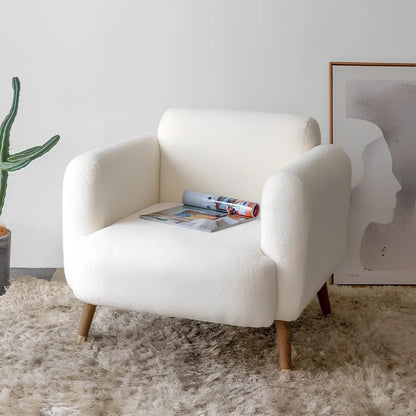 Modern fabric sofa chair in blue grey colour with 73cm width and medium density foam sponge filling