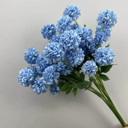Haze blue silk flower bouquet with campanula, linglan, and wildflowers for home decoration