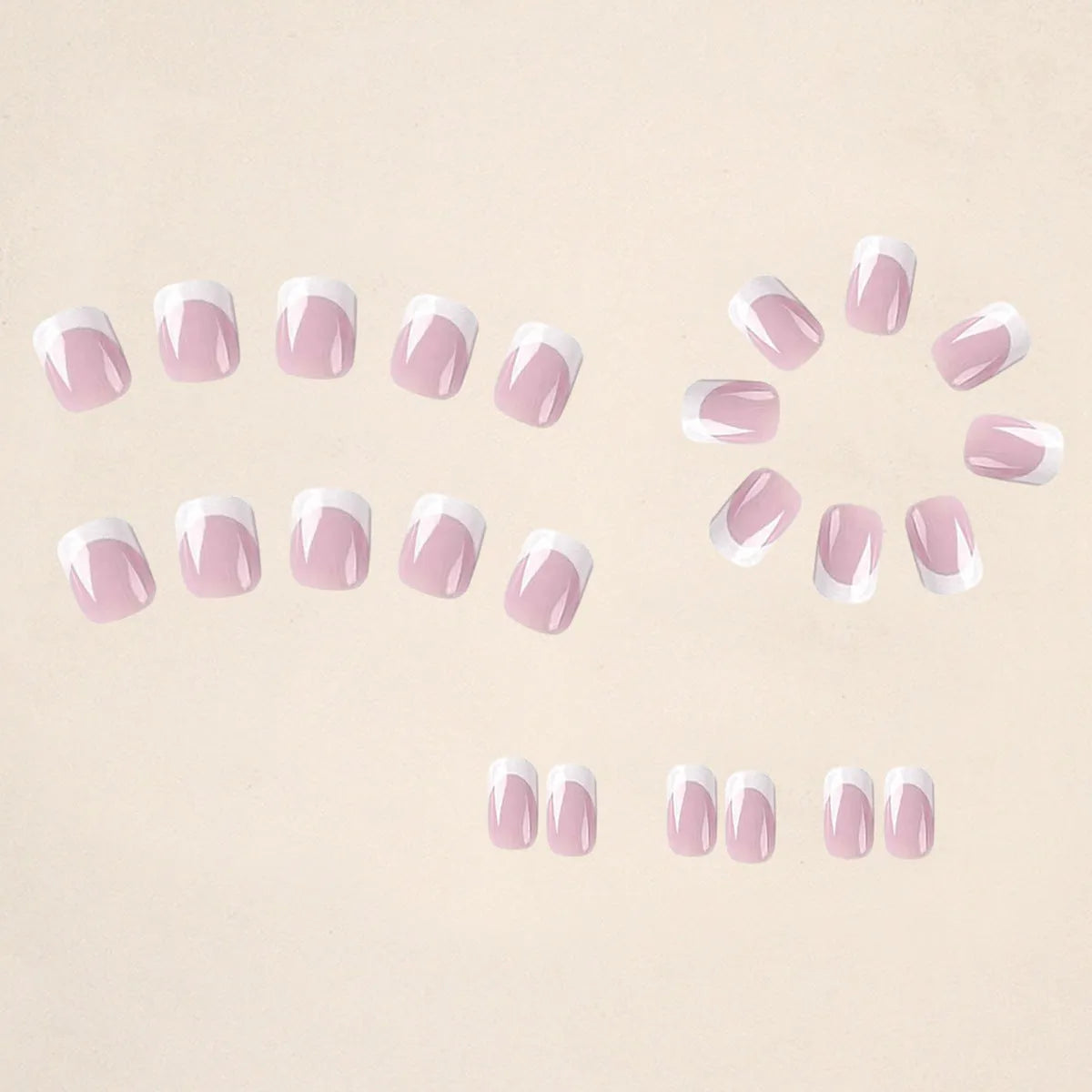 24 white artificial nail tips with black and white plaid pattern design