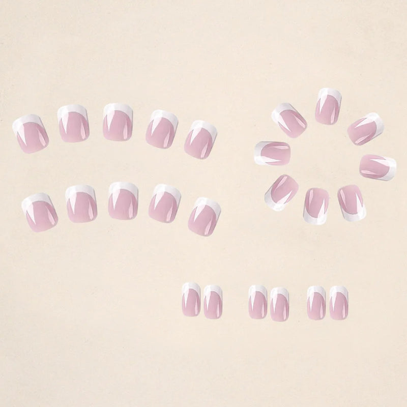 White fake nails in 24 pieces per box featuring cool plaid design nail tips with pre-designed patterns ready to wear for parties, events and cosmetic use, suitable for creating dimensional nail art looks