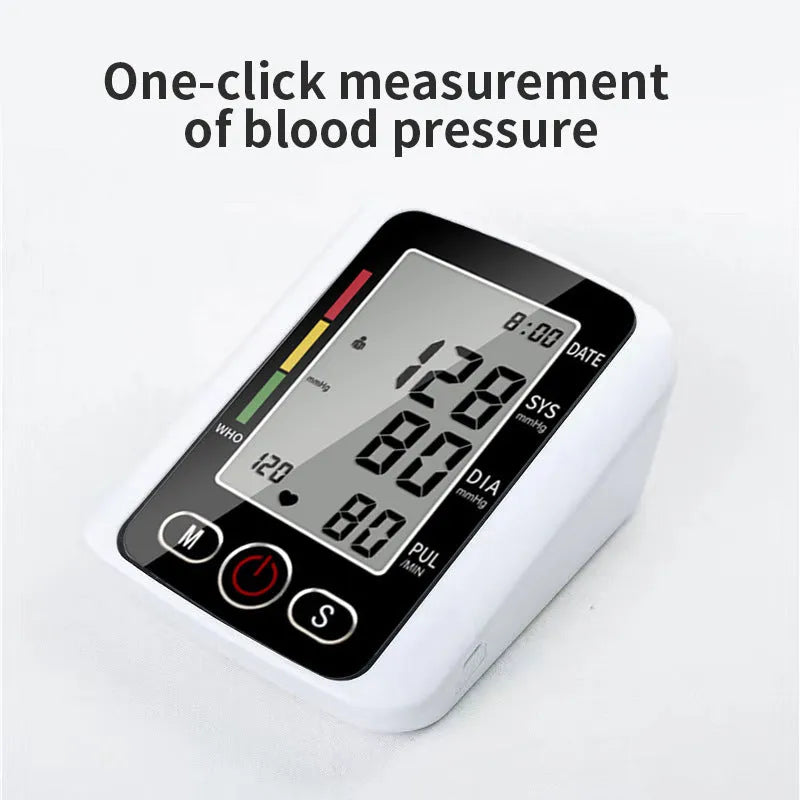 ARM electronic sphygmomanometer blood pressure monitor with large screen display and arm cuff