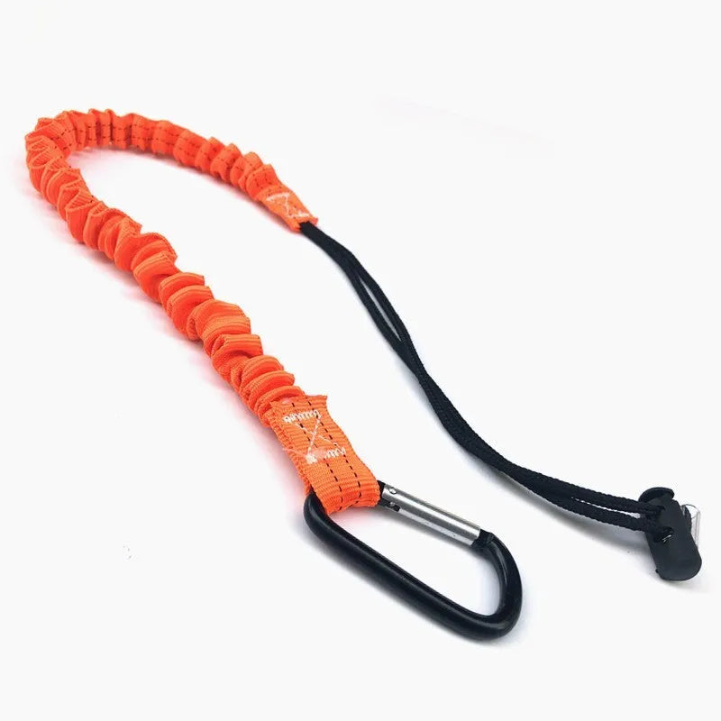 Orange 90cm fishing rod safety rope with connection hardware for 10kg fall protection
