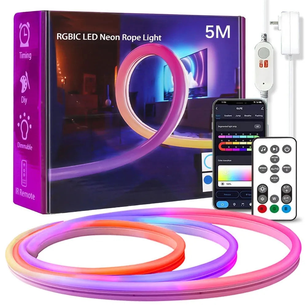 Colour changing LED neon strip light with 3535 beads, 60 LEDs per metre, 10W per metre, 215mm x 55mm