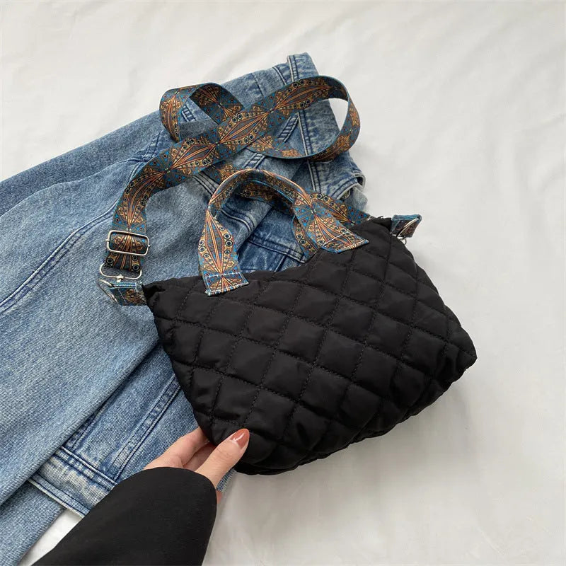 Oxford cloth shoulder messenger bag for men and women with single strap, sandwich pocket, internal mobile phone compartment, urban simplicity style available in black, green, khaki, pink or white soft construction