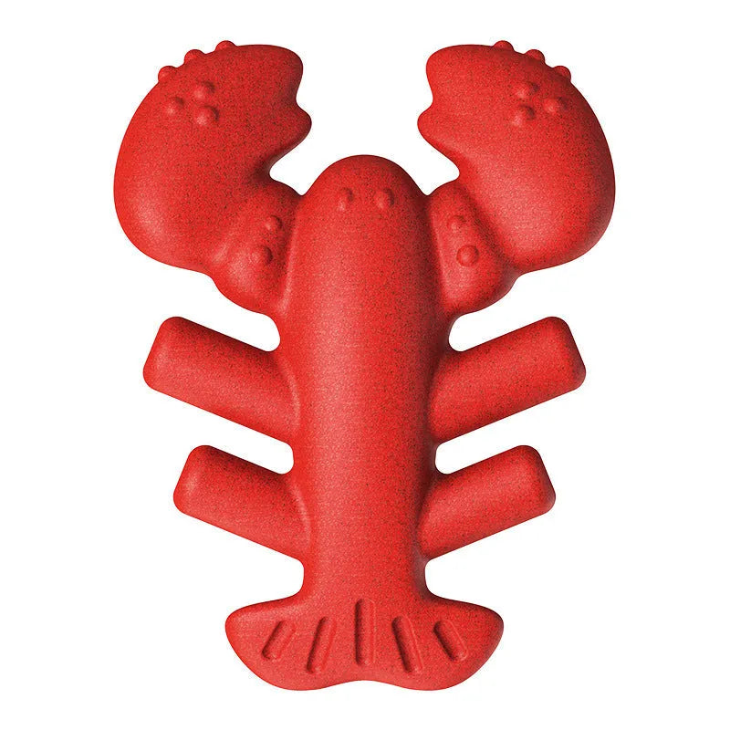 Pet food dropping ball dog molar lobster toy in wood colour or red plastic, single teeth grinding toy