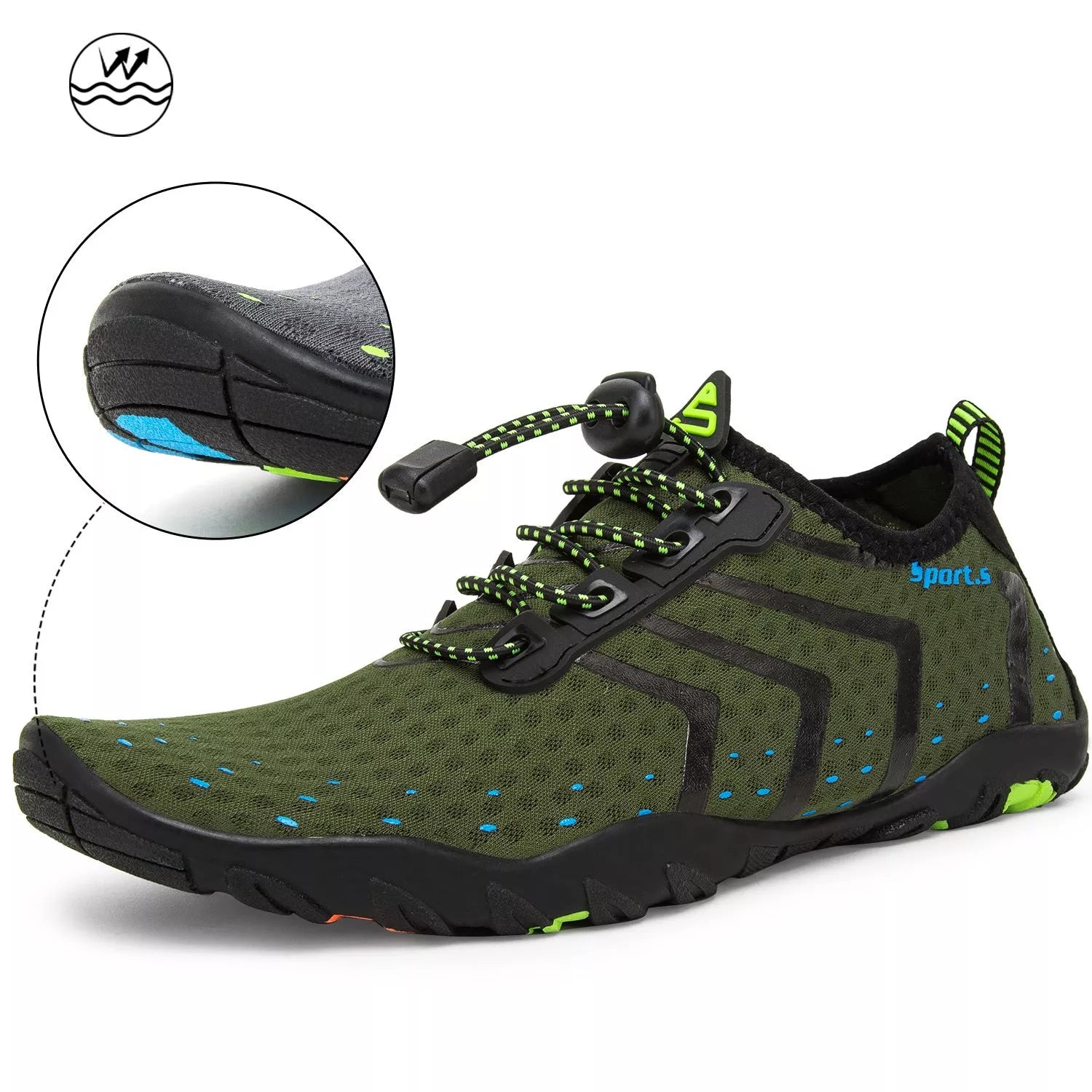 Men's lightweight waterproof beach wading shoes in various colours