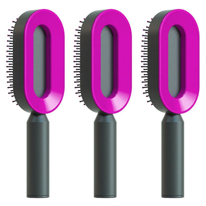 Premium self-cleaning hair brush with airbag massage technology for smooth, healthy hair