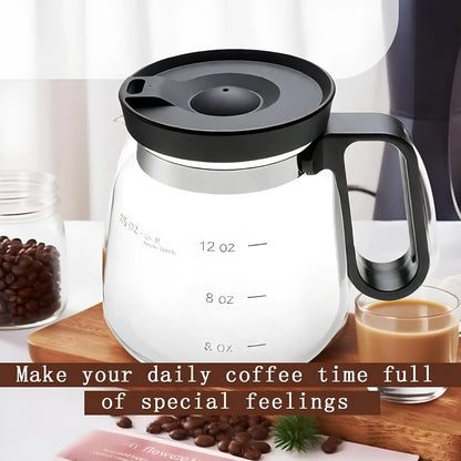 Black glass coffee cup with coffee pot style design, 470ml capacity