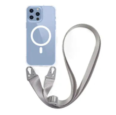 Magnetic lanyard crossbody transparent phone case for iPhone 16 series in TPU PC with anti-fall back cover