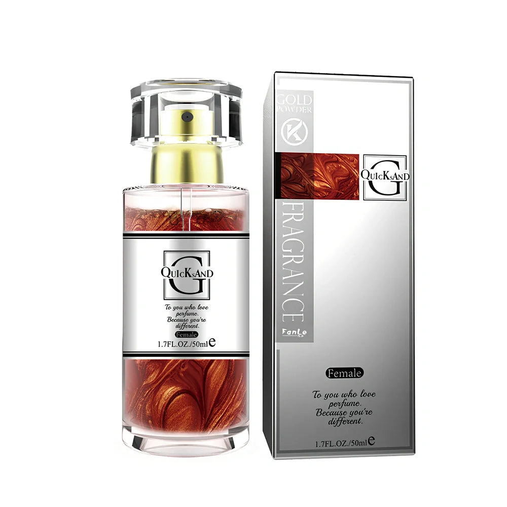 Pheromone perfume bottle with 18-25% floral fragrance concentration in men's and women's formulations